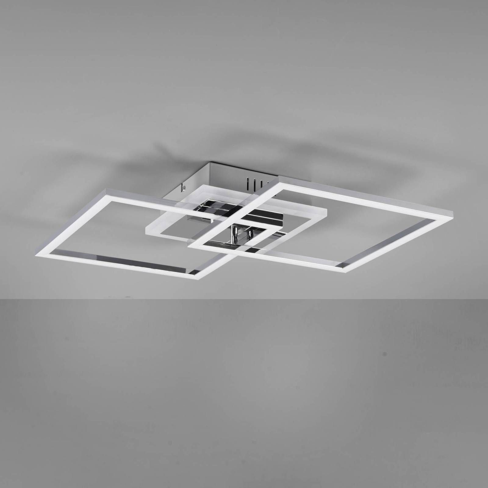 Reality Leuchten Stropné LED svetlo Venida, štvorcové, chróm, Obývacia izba / jedáleň, železo, akryl, 25W, P: 57.5 cm, L: 35.5 cm, K: 7.5cm