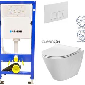 GEBERIT DuofixBasic s bielym tlačidlom DELTA50 + WC CERSANIT CLEANON CITY 458.103.00.1 50BI CI1