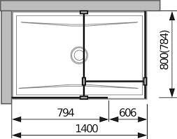 Jika Pure - Walk in 795 mmx800 mm na sprchovú vaničku 140 cmx80 cm, vrátane dvoch bočných profilov, profilu na spojenie dvoch skiel a vzpery, s úpravou Jika Perla Glass, 800 mm x 200 mm x 2000 mm H2684290026681