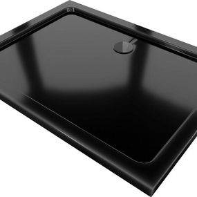 MEXEN/S - Flat sprchová vanička obdĺžniková slim 90 x 70 cm, čierna + čierny sifón 40707090B