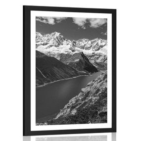 Plagát s paspartou národný park Patagónia v Argentíne v čiernobielom prevedení - 30x45 black