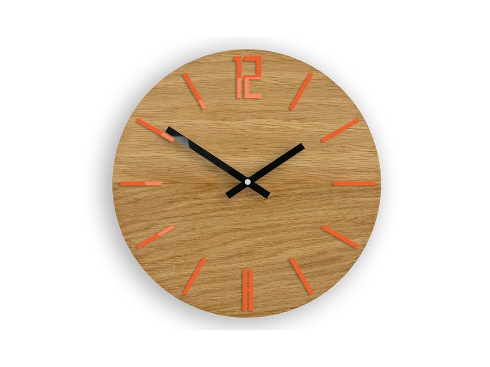 Nástenné hodiny Carlo Wood hnedo-oranžové