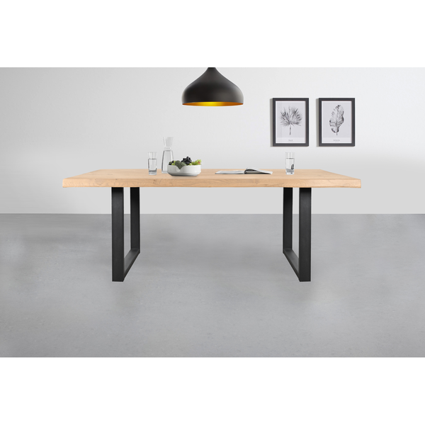 Sconto Jedálenský stôl AMAYA UN dub/kov, šírka 200 cm, prírodná hrana