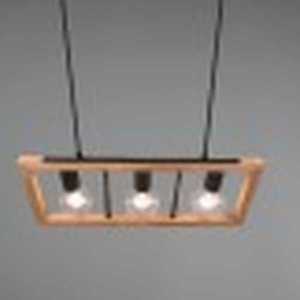 Trio 313800332 závesné stropné svietidlo Agra 3x10W | E27 - nastaviteľná výška, drevo, čierna