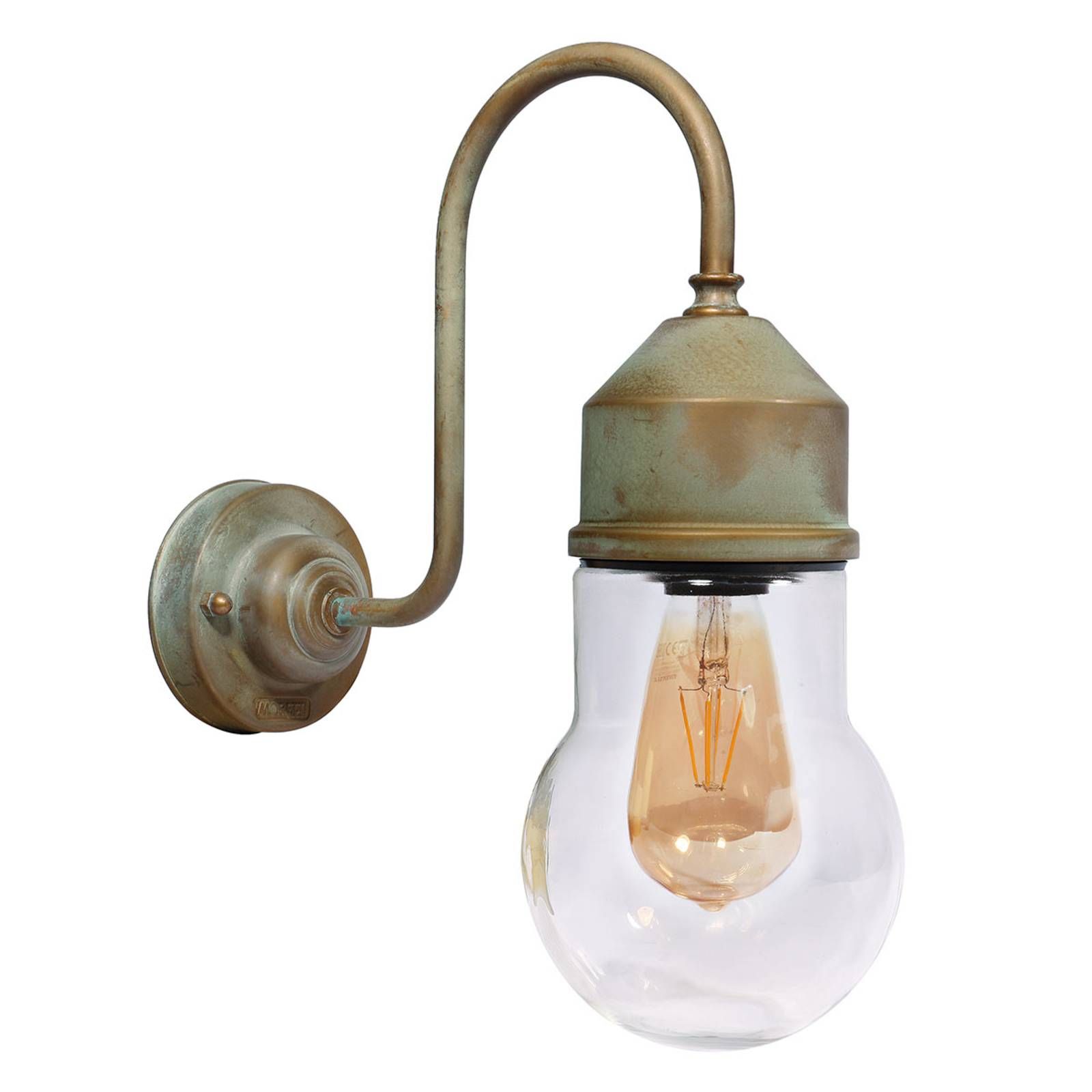 Moretti Luce Nástenné svetlo 1950N antická mosadz sklo číre, mosadz, sklo, E27, 52W, K: 37cm