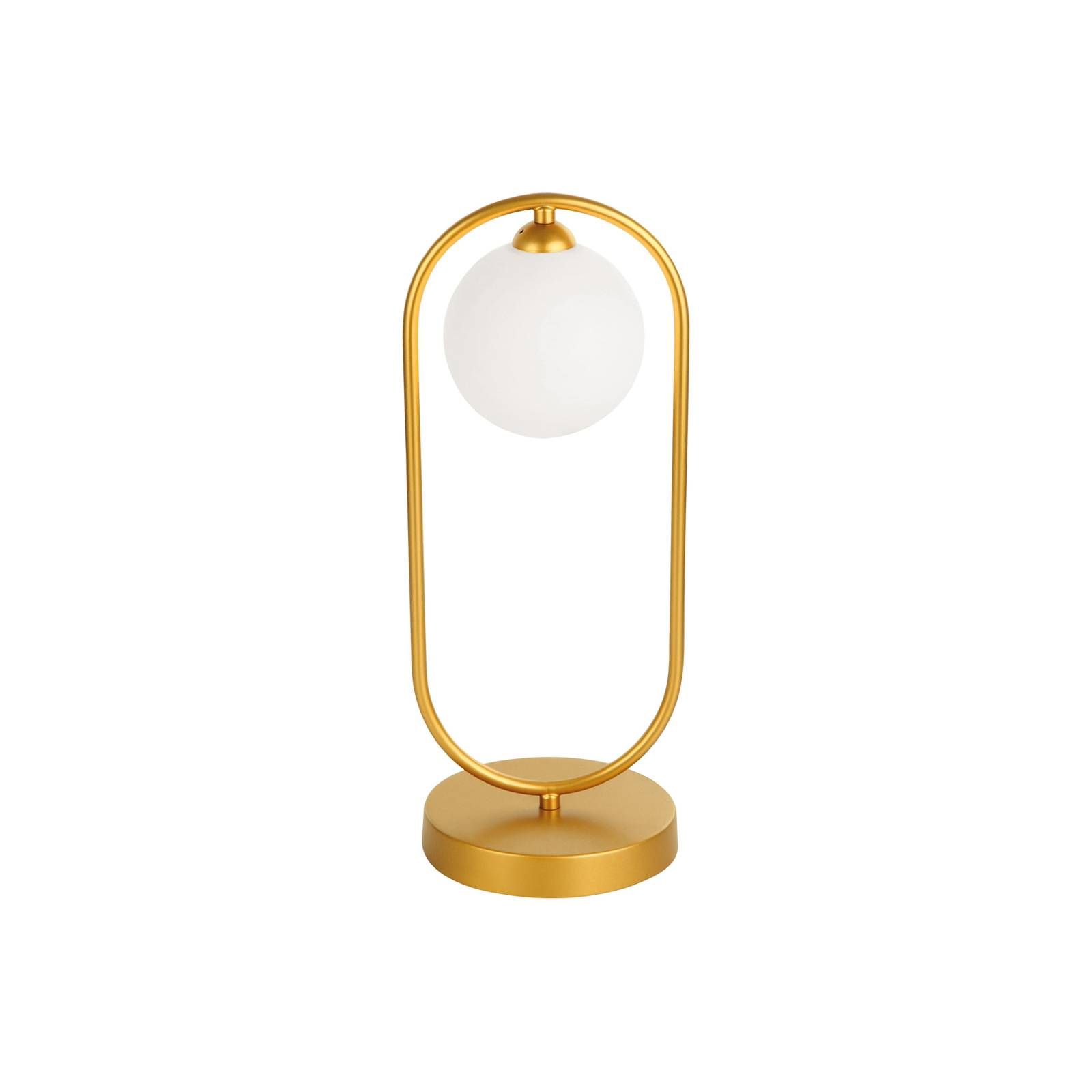 Viokef Stolová lampa Fancy so skleneným tienidlom, zlatá, Obývacia izba / jedáleň, oceľ, sklo, G9, 25W, K: 43cm