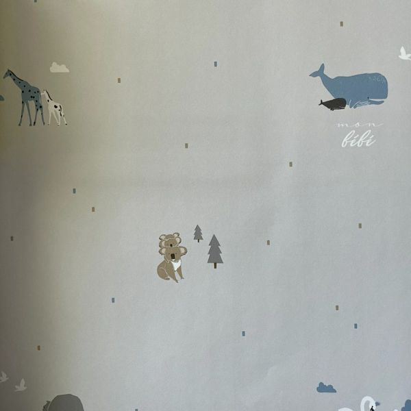 7004-2 ICH Wallcoverings vliesová tapeta na stenu prúžky Noa 2025 zvieratká, veľkosť 10,05 m x 53 cm