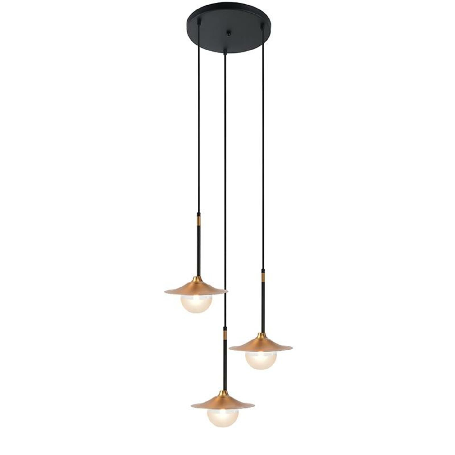 ACA Lighting závěsné svítidlo 3XG9 mosaz/černý kov + sklo D45XH106CM LAYLA HL4313P35BB