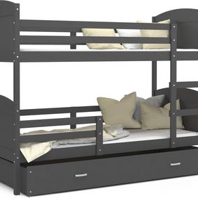 Detská poschodová posteľ so zásuvkou MATTEO - 190x80 cm - šedá