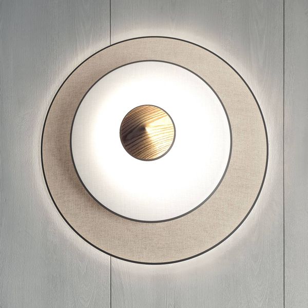 Forestier Cymbal S nástenné LED svietidlo prírodné, Obývacia izba / jedáleň, kov, zamat, ľan, 18W