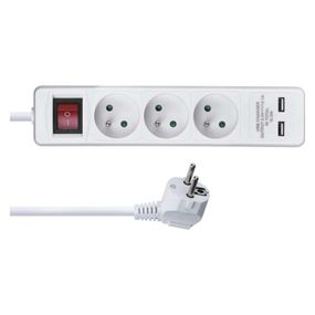 Emos 3 zásuvky 2m s vypínačom biely + 2xUSB P1312RU