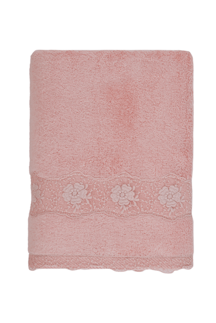 Soft Cotton Osuška STELLA s čipkou 85x150cm. Luxusné froté osušky STELLA 85x150cm s čipkou poskytujú výbornú savosť a dodajú Vašej kúpeľni osobitý štýl. Ružová Rose