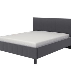 Manželská posteľ 160x200cm camilla - tm. sivá/čierne nohy