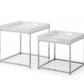 Estila Moderný set dvoch príručných stolíkov Elements so striebornou kovovou konštrukciou a s odnímateľným podnosom