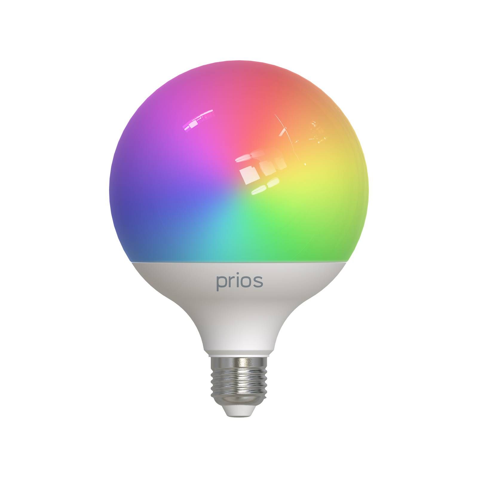 PRIOS Smart LED E27 G125 9W RGB WLAN matná tunable white, plast, hliník, E27, 9W, Energialuokka: F, P: 15.7 cm