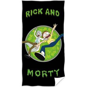 Carbotex · Bavlnená plážová osuška Rick and Morty - motív Brána do tretej dimenzie - 100% bavlna - 70 x 140 cm