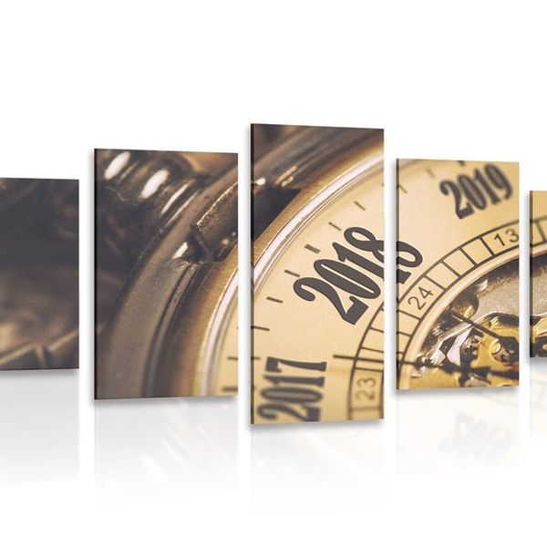 5-dielny obraz vintage vreckové hodinky - 100x50