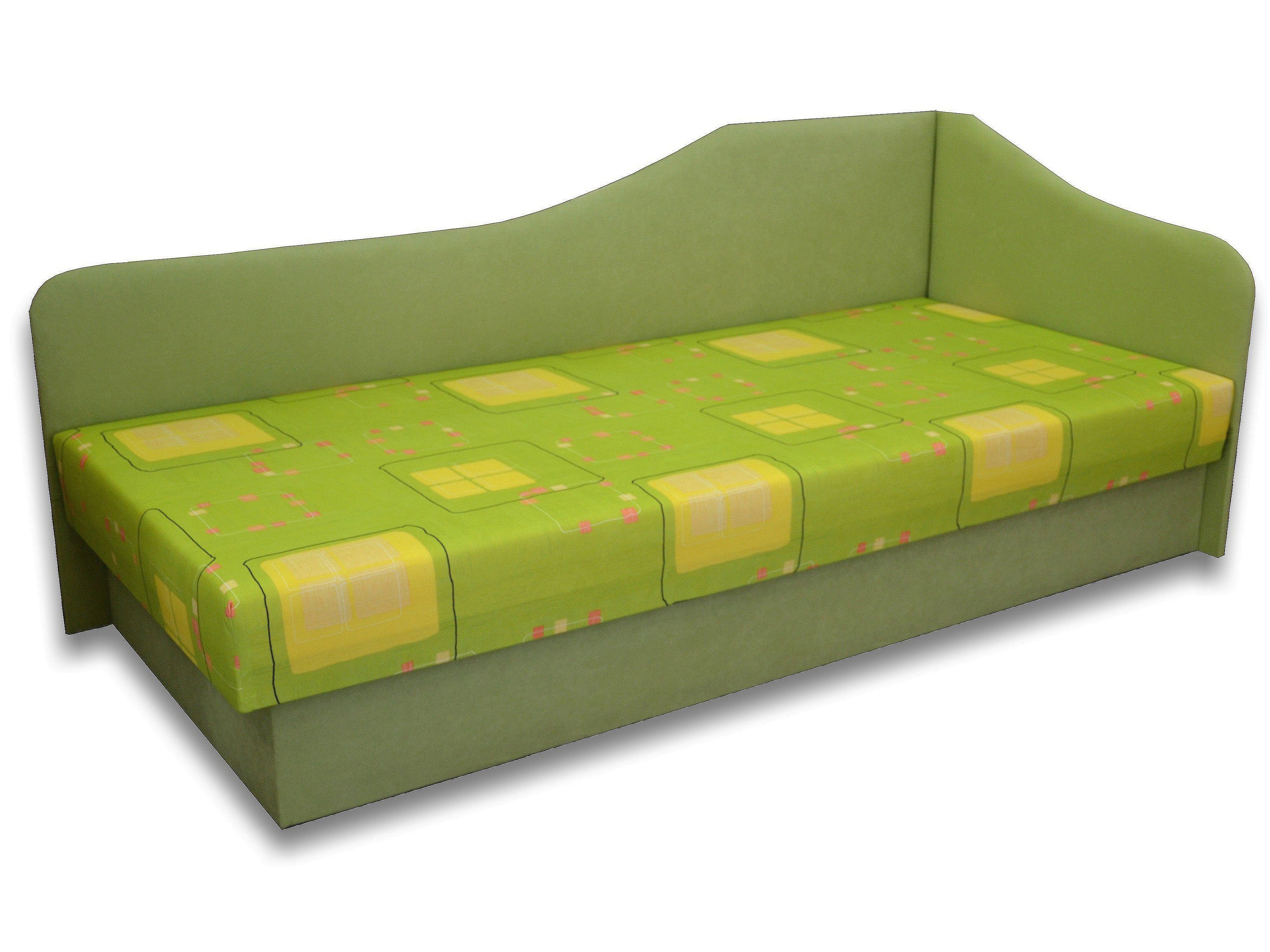Jednolôžková posteľ (váľanda) 80 cm Lux 87 (Svetlozelená 72 + Kazuo 3) (P)