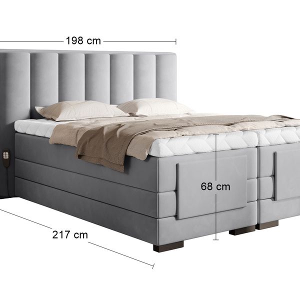 Elektrická polohovacia manželská posteľ Vajana 180 - svetlosivá