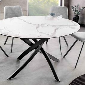Okrúhly jedálenský keramický stôl Halia 120 cm biely - 