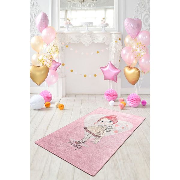 Ružový detský protišmykový koberec Chilam Pretty, 140 x 190 cm
