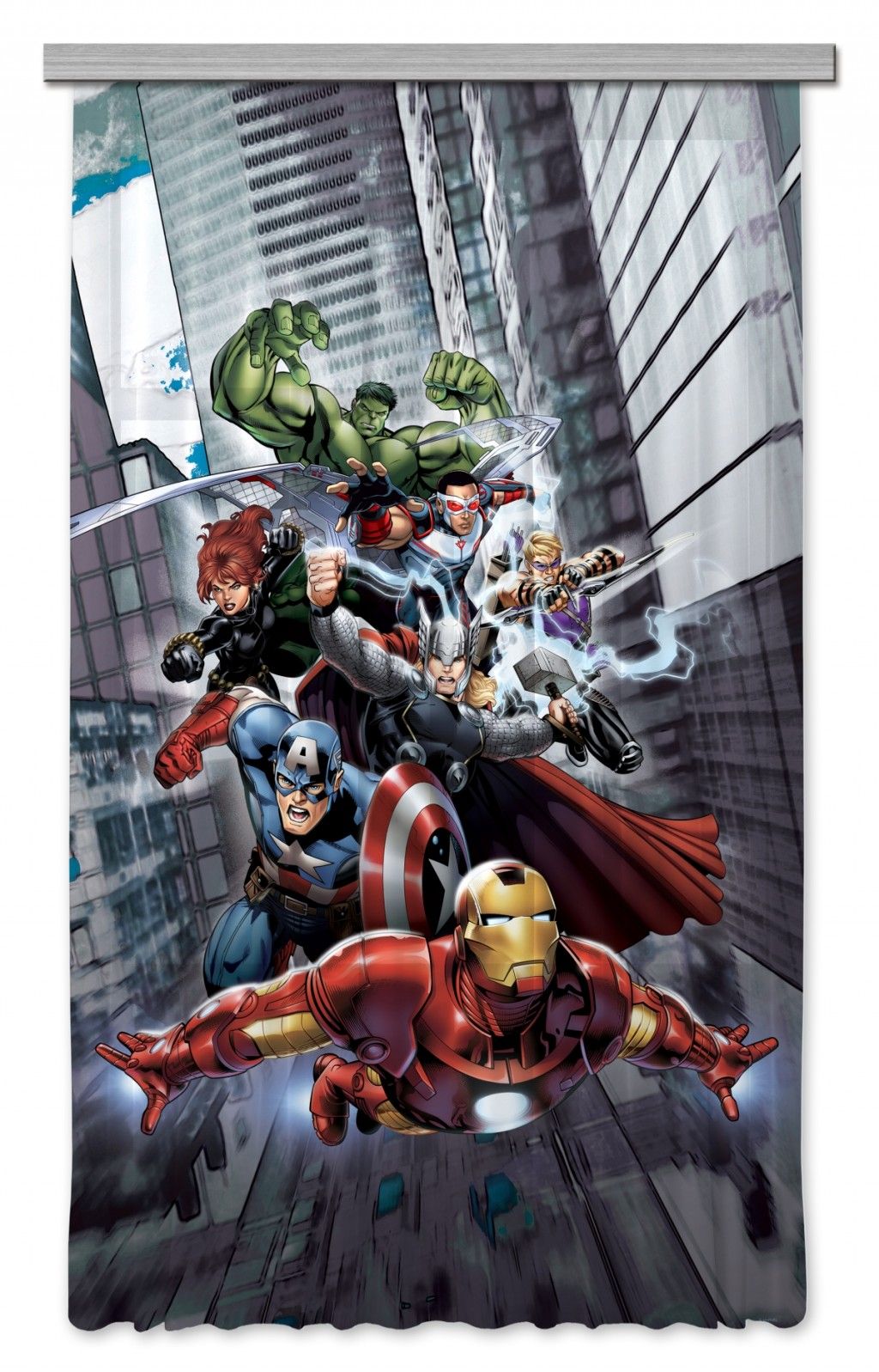 FCS L 7168 AG Design textilný foto záves detský obrazový Marvel - Avengers FCSL 7168, veľkosť 140 x 245 cm