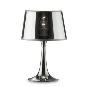 Ideallux Stolná lampa London Cromo výška 36, 5 cm, Obývacia izba / jedáleň, kov, PVC fólia, E27, 60W, K: 36.5cm