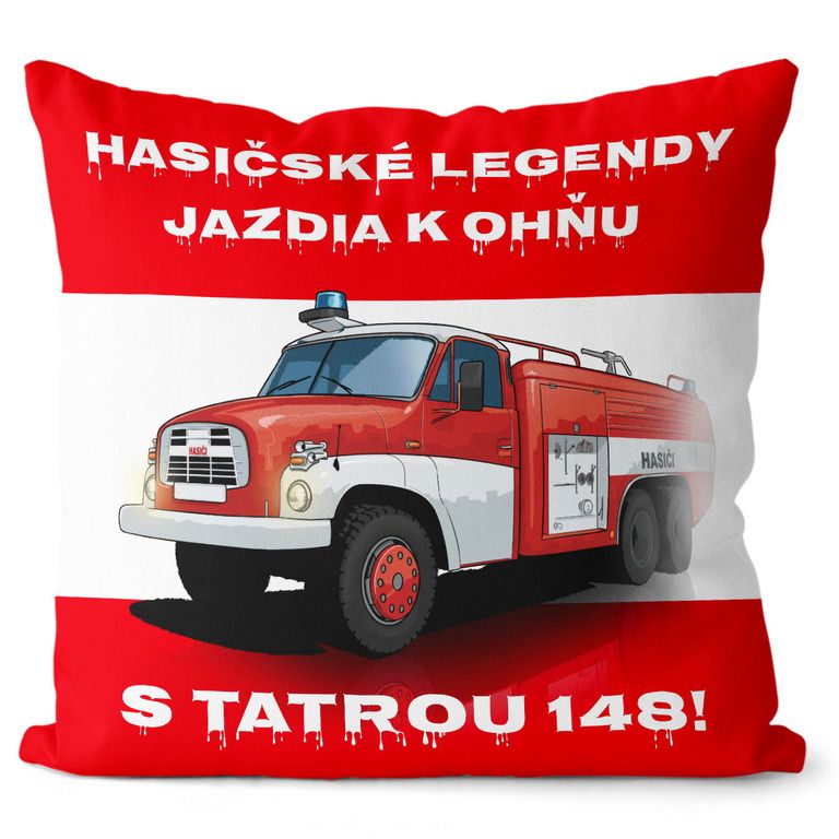 Vankúš Hasičské legendy – Tatra 148 (Veľkosť: 55 x 55 cm)