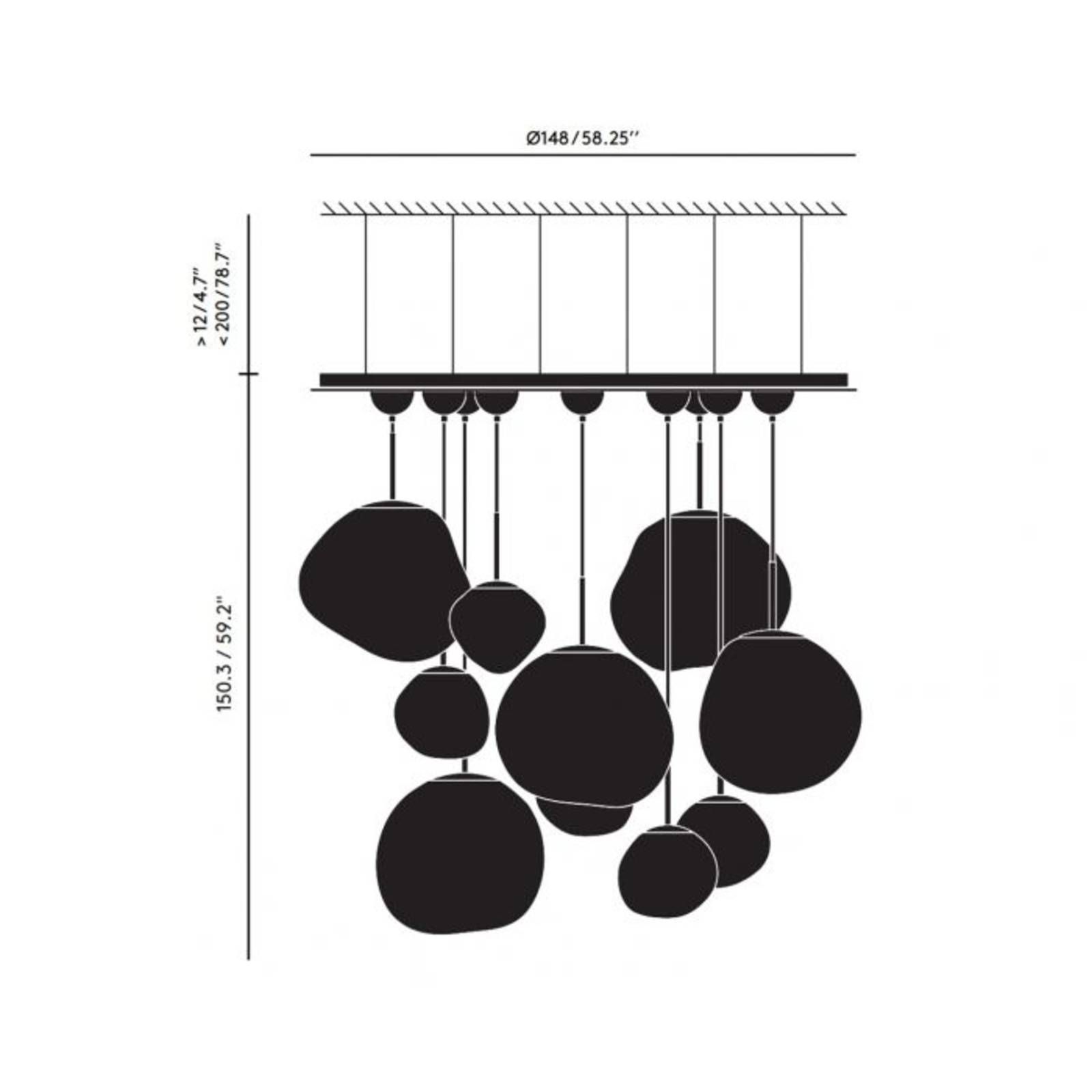 Tom Dixon Melt Mega závesné svietidlo 11-pl medená, Obývacia izba / jedáleň, polykarbonát, 6W