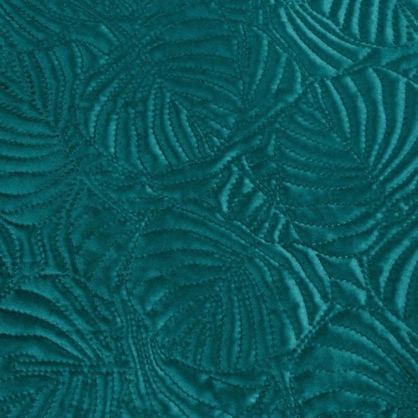 DomTextilu Prešívaný tyrkysový zamatový prehoz na posteľ s rastlinným vzorom 47666-241701
