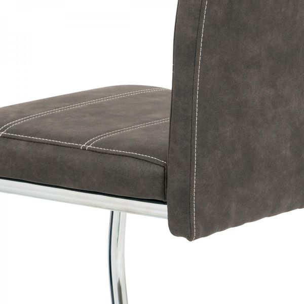 Autronic -  Jedálenská stolička HC-483 GREY3 sivá látka COWBOY v dekore vintage kože