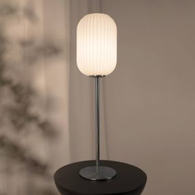 Markslöjd Stolová lampa Cava, opálové tienidlo ryhované, Obývacia izba / jedáleň, kov, sklo, E14, 40W, K: 55cm