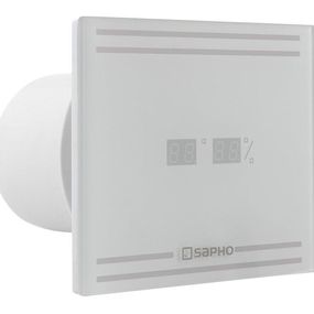 SAPHO - GLASS kúpeľňový ventilátor axiálny s LED displejom, 8W, potrubia 100mm, biela GS103