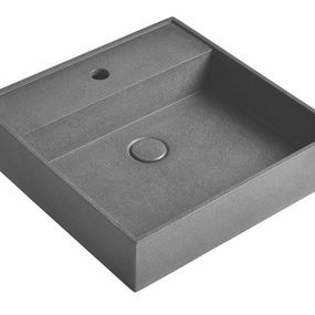 Quadrado AR468 betónové umývadlo vrátane výpuste, 46x46 cm, čierny granit