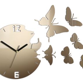 3D nalepovacie hodiny Butterfly metallic tortora