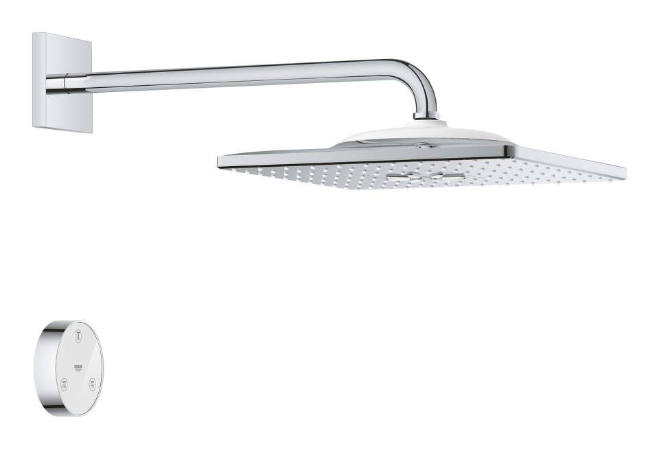 Grohe Rainshower SmartConnect - Hlavová sprcha 310 Cube 9,5 l/min s ramenom a diaľkovým ovládaním, 2 prúdy, chróm 26642000