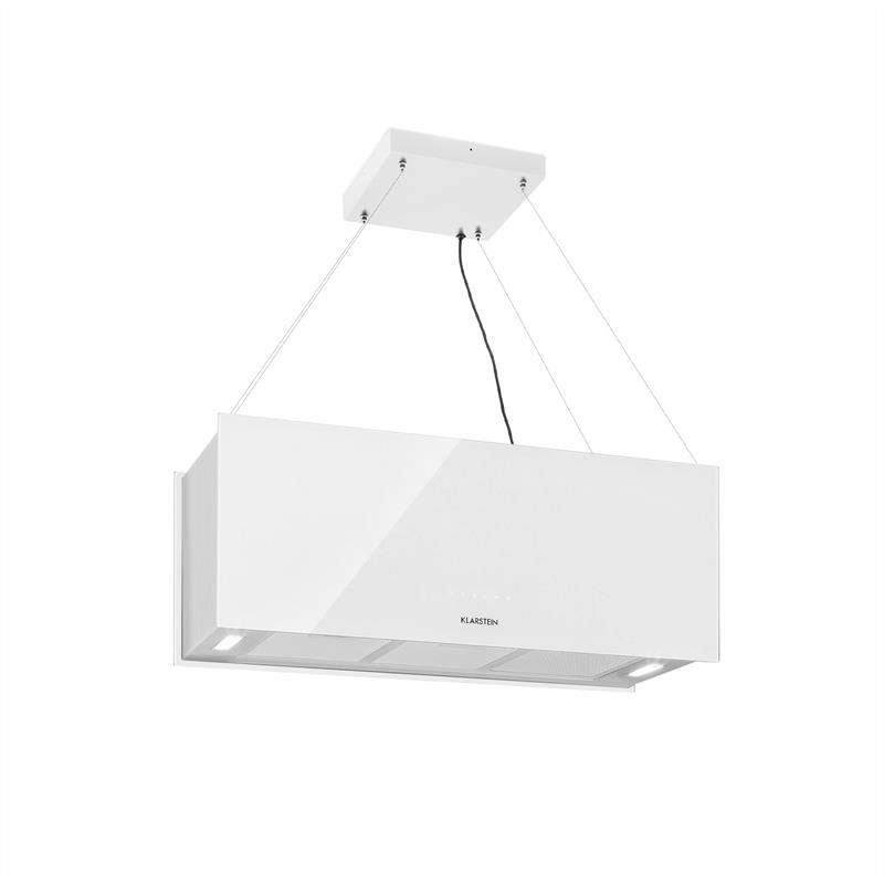 Klarstein Kronleuchter XL, ostrovčekový digestor, 90 cm, cirkulácia, 590m³/h, LED, dotykový displej, biely