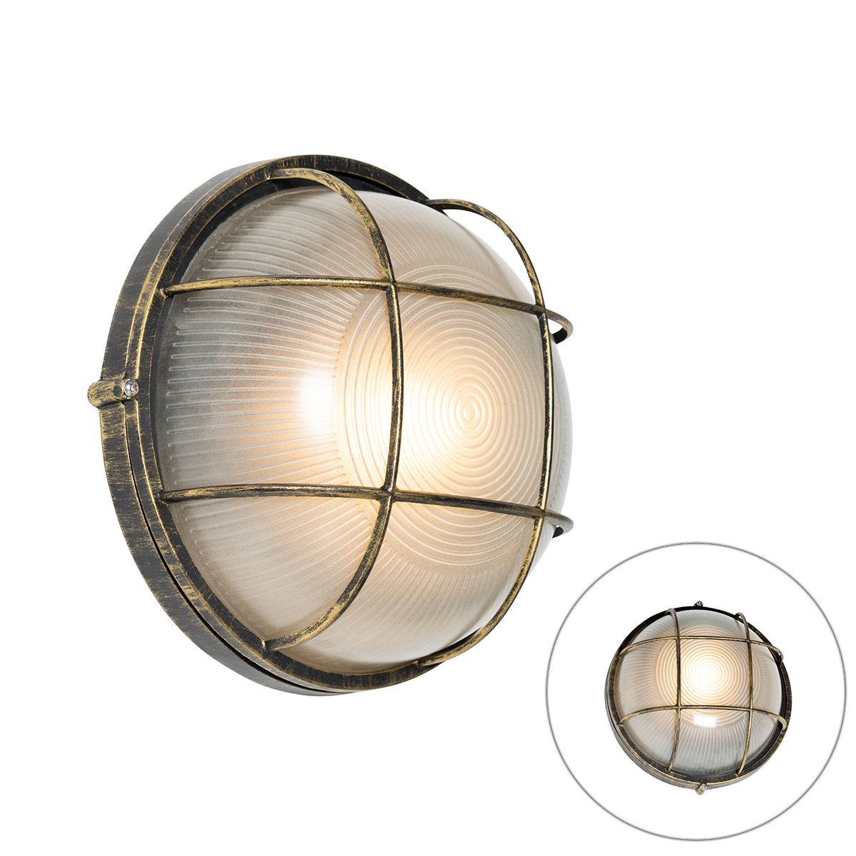 Industriële buitenwandlamp antiek goud IP44 - Hanneke