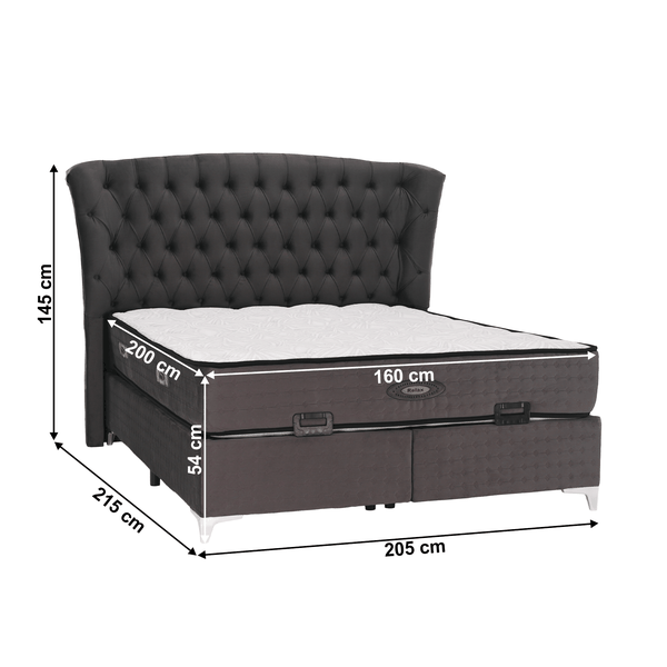 Boxspringová posteľ 160x200, sivá, MERSIA
