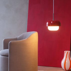 Dyberg Larsen Haipot závesná lampa, svetločervená, Obývacia izba / jedáleň, kov, sklo, E27, 60W, K: 15cm