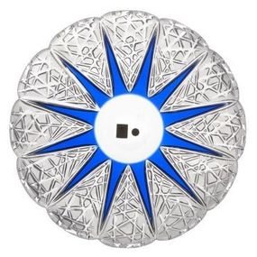 Krištáľový tanier Flowerbud, farba modrá, priemer 300 mm