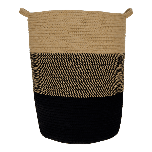 TEMPO-KONDELA VIDAN, pletený kôš, prírodná/vzor/čierna, 35x45 cm