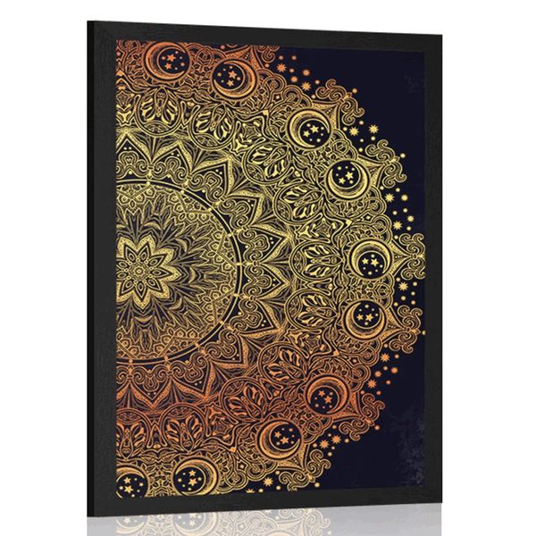 Plagát zlatá orientálna Mandala - 40x60 black