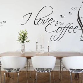 DomTextilu Nálepka na stenu s textom I LOVE COFFEE 100 x 200 cm