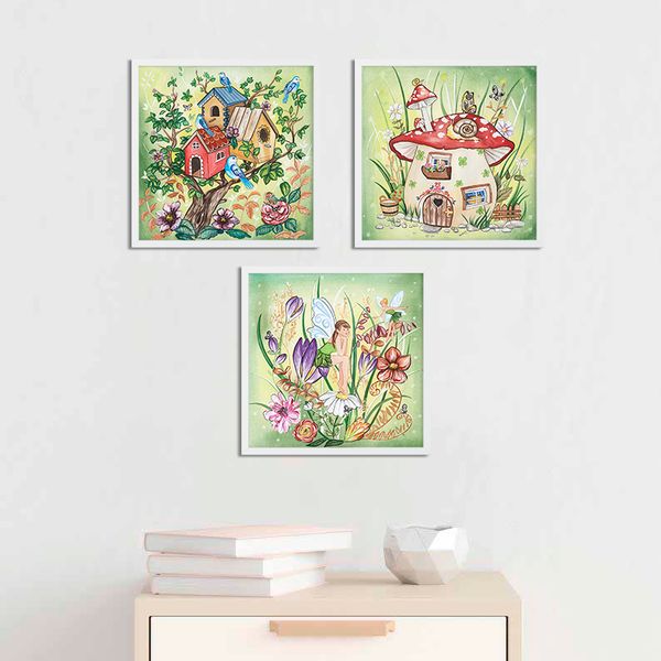 Séria 3 canvas 30x30 cm - Čarovný les (Tinker Bell)