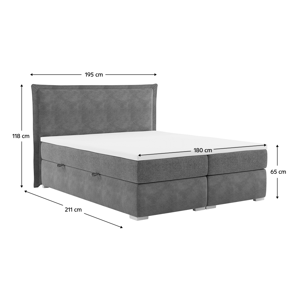 Posteľ boxspring, sivá, 180x200, MEGAN