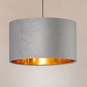 FISCHER & HONSEL Závesná lampa Aura zamatové tienidlo Ø 40 cm sivá, Obývacia izba / jedáleň, kov, látka, E27, 40W, K: 23cm