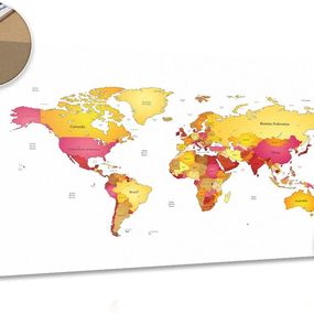 Obraz na korku mapa sveta vo farbách