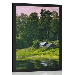 Plagát rozprávkové domčeky pri rieke - 40x60 black