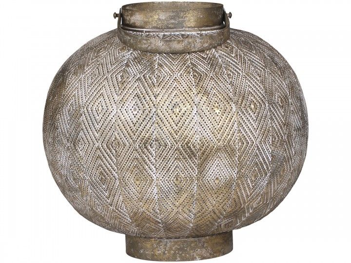 Champagne antik kovový okrúhly lampáš Stion - Ø24 *25 cm